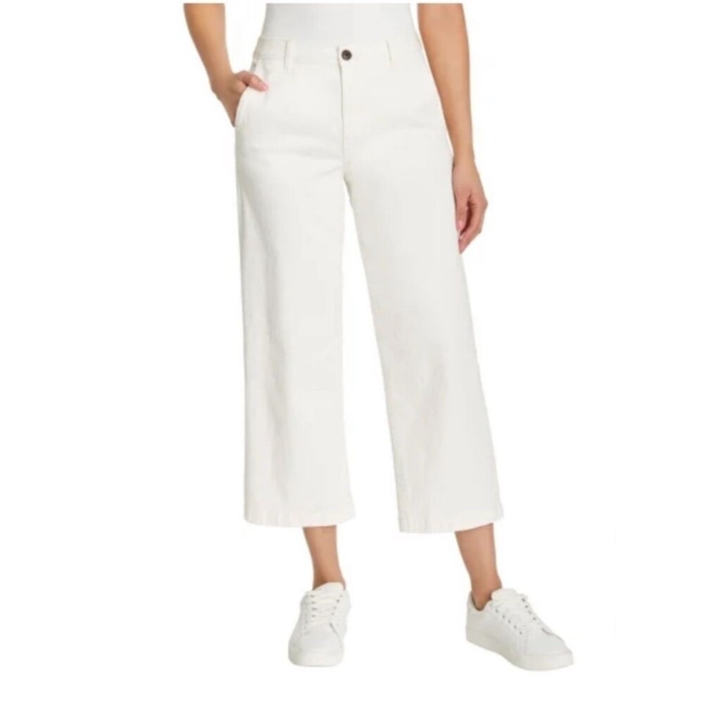 NWT Ella Moss Women's Wide Leg Crop cream Pant off white 10